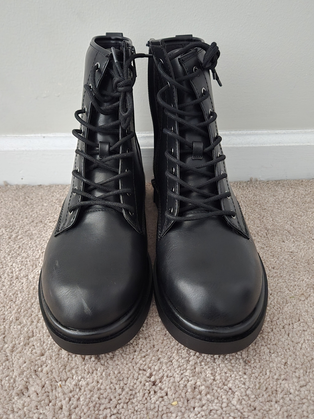 Madden Girl Black Lace-Up Combat Boots - Women's Size 11